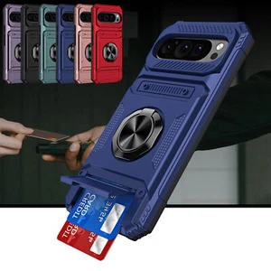 For Google Pixel 9 Pro XL 9 Pro Card Holder Shockproof Rugged Case with Ring - Picture 1 of 49