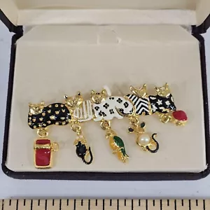 Broche prendedor de queso Morgan Taylor tono dorado 5 gatos ratones joyería de moda 2,5" con caja - Imagen 1 de 18