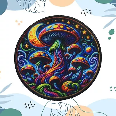 Mushrooms Patch Iron-on Clothing Applique Hippie Badge Psychedelic Woodstock - Image 1 of 4