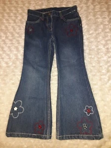 Gymboree Vintage Holiday Panda 2009 Blue Denim Jeans Outlet Girls Sz 6 - Picture 1 of 7