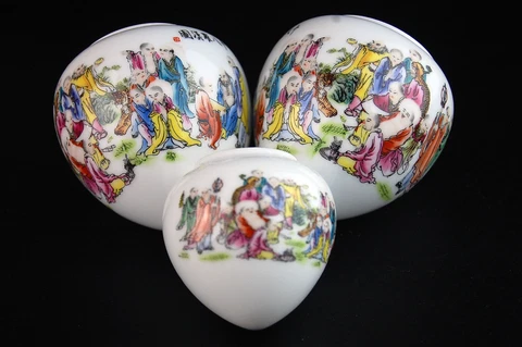 Large Vintage Porcelain Bird Feeders Bowl Cup for Chinese Bamboo Bird Cage Monks Cover