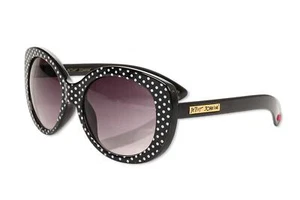 Betsey Johnson Women's Oval Black Polka Dot  Brown Gradient Sunglasses - Picture 1 of 4