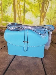 Dooney&Bourke Womens Light Blue Flap Crossbody Ajustable Strap Purse Large New - Picture 1 of 10