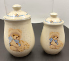 Set of 2 Tienshan Stoneware Theodore Country Bear Canisters Ceramic Home Decor