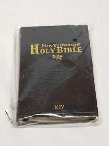HOLY BIBLE New Testament Mini Pocket 4.5" King James Version Black New KJV Gold - Picture 1 of 5