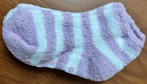 Cat & Jack Super Soft Ankle Socks Gripper Bottoms 2 Pair Purple White XS/S New - Picture 1 of 6