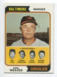1974 Topps $306 Earl Weaver Baltimore Orioles - Foto 1 di 1