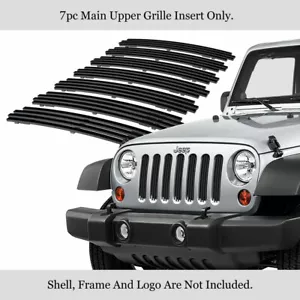 Fits 2007-2018 Jeep Wrangler JK Only Vertical Style Black Billet Grille Insert - Picture 1 of 7