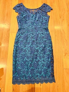 ANTHEA CRAWFORD Mother Of Bride Electric Blue Lace Dress 10 Very Good Condition - Picture 1 of 3
