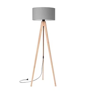Stehleuchte Stehlampe aus Holz Wohnzimmer Buche Grau Bodenlampe Standleuchten - Bild 1 von 7