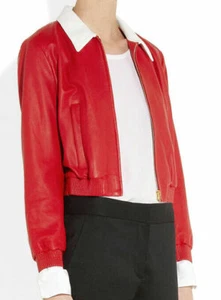 New Women's red Leather Motorcycle Biker Jacket 100% Genuine Soft Lambskin - Picture 1 of 3