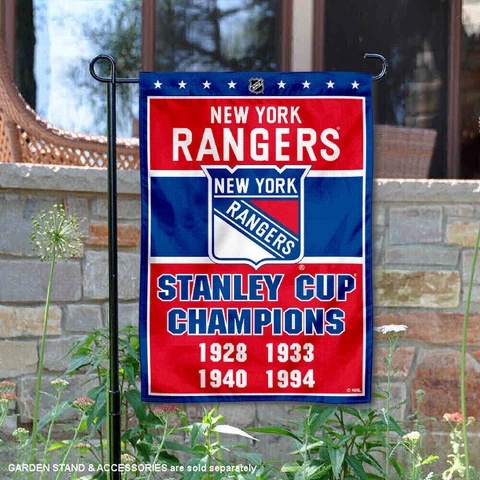 NY Rangers 4 Time Stanley Cup Champions Garden Flag and Yard Banner Cover
