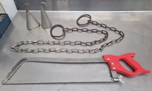 Schweineglocke Schweinekratzer Brühkette Schlachtkette Knochensäge Metzgersäge - Bild 1 von 6