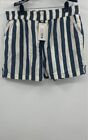 Pact Blue & White Stripe Organic Cotton Linen Mariner Rhea Tabbed Shorts - Sz XL