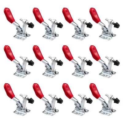12 Pieces Hand Tool Adjustable Toggle Clamp 201A Antislip Red Horizontal E9F9 • 16.98€