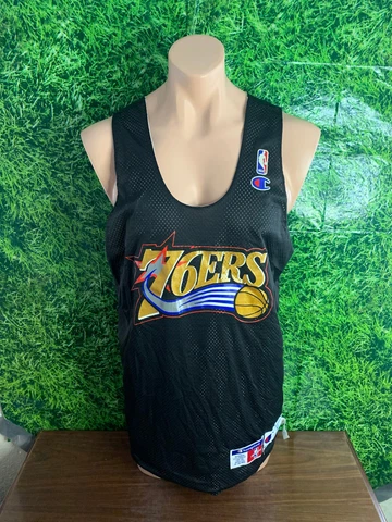 Philadelphia 76ers Basketball Reversible Practice Jersey Champion Black/White XL Cover