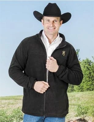 Medium 40-42 BROWNING Buckmark LARAMIE Full-Zip Soft BLACK FLEECE JACKET w/Logo - Image 1 of 2