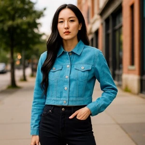 Dancing Ladies Santa Fe Jacket Medium Women's 100% Hemp Turquoise Blue - Picture 1 of 10