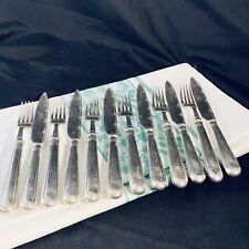 6 x Antique Silver Plate Fruit Knives & Forks Hollow Handles EPNS