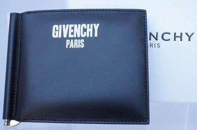 Nuevo Givenchy Hombre Billetera Portatarjetas de Crédito Negro Doble Pliegue Cuero Foto 1 de 4