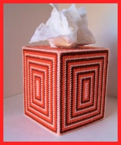 SFUMATURE DI ARANCIO VIVAIO FATTO A MANO PLASTICA TELA SCATOLA DI FAZZOLETTI COPERCHIO TOPPER - Foto 1 di 1