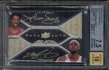 2008-09 UD Black Dual Autograph Gold Lebron James Julius Erving Auto /5 BGS 7.5