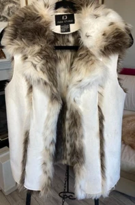 Fuda Studio Polyester Blend Faux Fur Cream and Multi Colored Vest Front Closure! - Picture 1 of 9