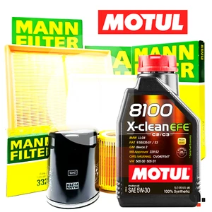 Inspektionskit für Audi A3 8V 1.2 TFSI 1.4 TFSI 3 Filter MANN + 4LT Öl Motul 5W30 - Bild 1 von 9