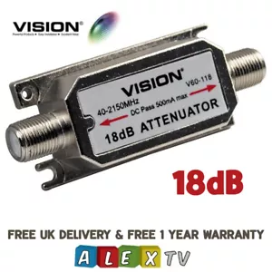 Vision V60-118 In Line Attenuator 18dB F-Type connection for IRS / MATV System - Picture 1 of 2