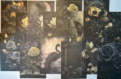 Scrapbooking Junk Journaling Paper - Dark Flower Everything - 30 pieces - Image 1 of 4