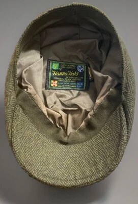 Hanna Hats Men Donegal Tweed Vintage Flat Driving Cap Made in Ireland Wool Green - Image 1 of 4