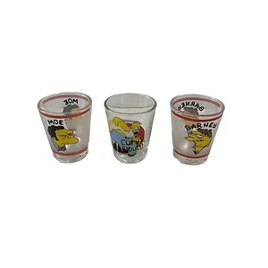 The Simpsons Vintage Shot Glasses x 3  Homer 'Kiss My Curvy Butt!" Moe + Barney - Bild 1 von 8