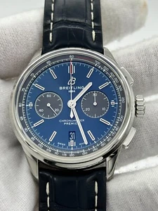 Breitling Premier B01 Chronograph 42 AB0118 Blue Dial Stainless Steel Travel Box - Picture 1 of 10