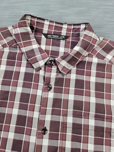 Arc'teryx Men's XXL Brown & White Plaid Brohm Short Sleeve Button Up Shirt -read - Picture 1 of 7