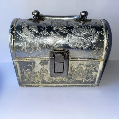 Vintage MCM Italian Lunch Box Handbag Embossed Flowers - Image 1 of 4