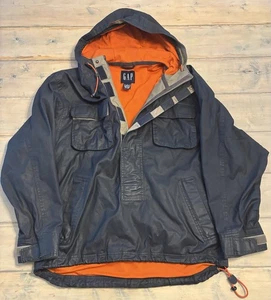 Vintage Gap Pullover Distressed Navy Blau 3/4 Zip Gefüttert Y2K 90s Jacke Herren S - Bild 1 von 2