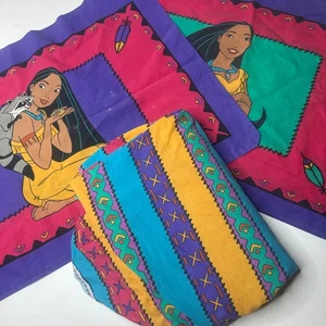 Vintage Disney Pocahontas Kissenbezüge Flaches Laken Twin/Full Size - Bild 1 von 6