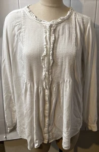 Blusa mujer Sundance talla XXL blanca con volantes manga larga. - Imagen 1 de 5