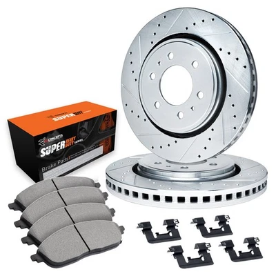 For AM General Hummer 92-01 Drilled & Slotted Front Brake Kit w Super Duty Pads - Image 1 of 3