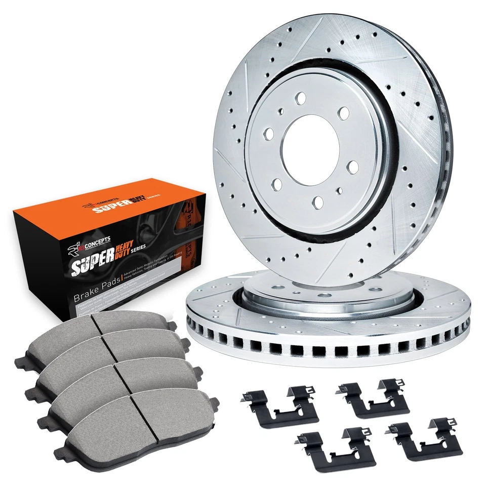 For AM General Hummer 92-01 Drilled & Slotted Front Brake Kit w Super Duty Pads Foto 1 de 3