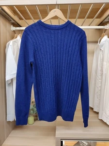 CREW CLOTHING SMALL NAVY PULLOVER SWEATER WOOL RICH CABLE KNIT CREW PULLOVER HERREN - Bild 1 von 5