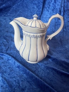 Antigua cafetera Viena jarra de porcelana con rayas azules - Imagen 1 de 18