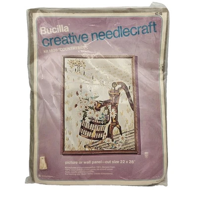 Bucilla Creative Needlecraft Kit 1826 Countryside Picture Stamped Belgian Linen - Image 1 of 4
