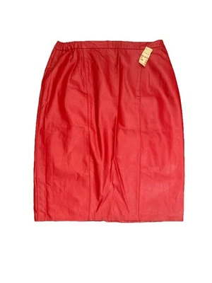 De Colección Nueva Falda Midi Fairfax & Kent Talla 20w Roja Vaquera Cuero Genuino HECHA EN EE. UU. Foto 1 de 4