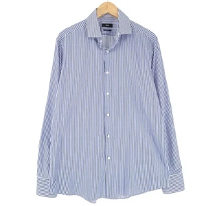HUGO BOSS Camicia Da Uomo Formale Classica Blu A Righe Qe2 Taglia 16.5 42 - Foto 1 di 8