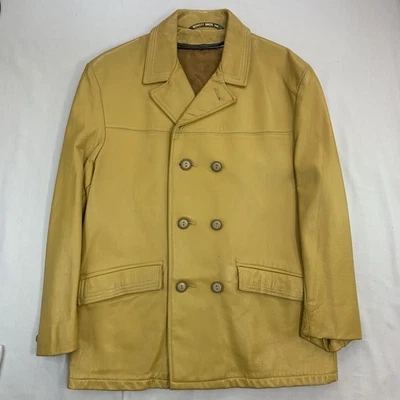 VTG Schott Bros Inc Women's Cabretta Leather Car Coat Jacket Mustard M/L Rare  - Image 1 of 4