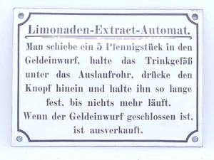 Emailschild Emailleschild Limonade Automat Gebrauchsanweisung gewölbt - Bild 1 von 7