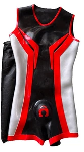 New Furrjoi Silicone Short-Sleeved Bare-Butt Bodysuit Black Red Gray - Picture 1 of 5