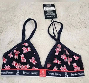 AUTHENTIC 100% Psycho Bunny Women's Bra Cool Blue Triangle Bralette Size S NEW! - Picture 1 of 2