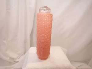 Vintage Lamp Shade Light Salmon Round Glass Lamp Shade ~ Raised flower design - Picture 1 of 8